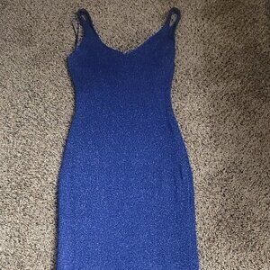 Mango size xsmall lurex knitted dress NWOT in vibrant blue